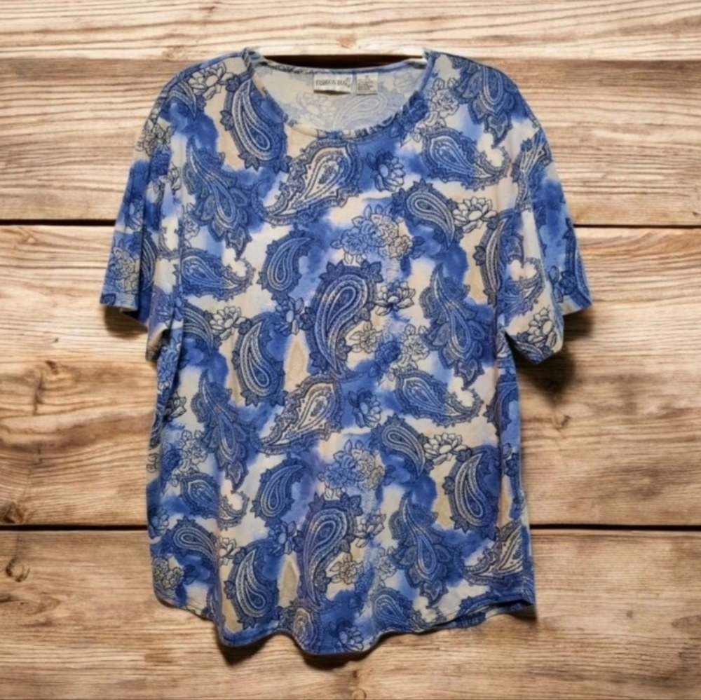 Fashion Bug Blue Paisley & Flowers T-Shirt